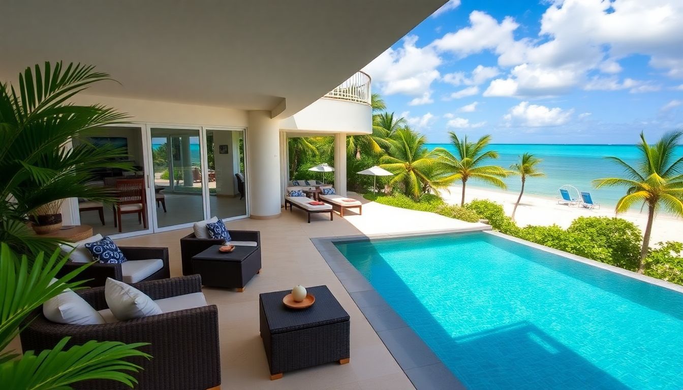 A beachfront villa in Punta Cana, Dominican Republic with modern decor.